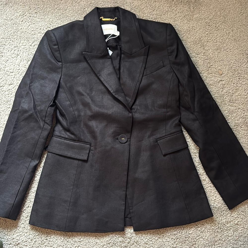 Zimmermann women’s black linen blazer